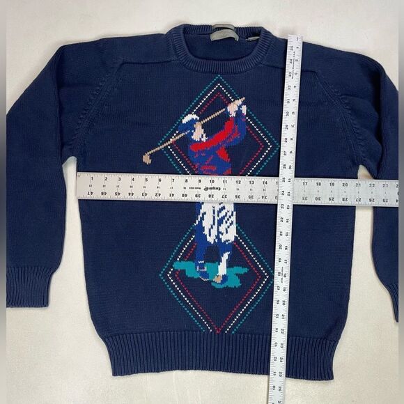 Lord & Tailor Golf Logo Knit Crewneck Sweater Men Medium Blue - Picture 5 of 5